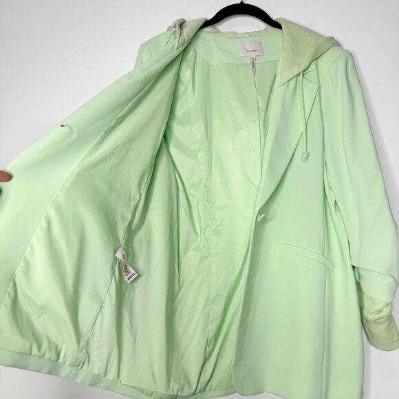 Cinq a Sept Khloe Hooded Blazer Jacket in Green Papaya Size US 14 - Picture 5 of 10